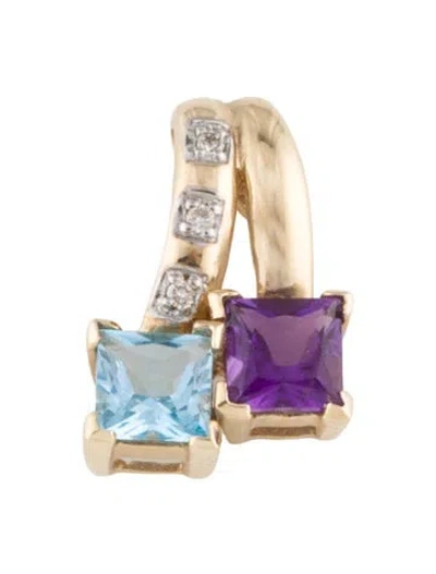 Pre-owned Pendant 14k Topaz & Amethyst , 0.75" In Multi