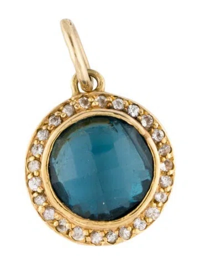 Pre-owned Pendant 14k Topaz & Colorless Sapphire , 1" In Multi