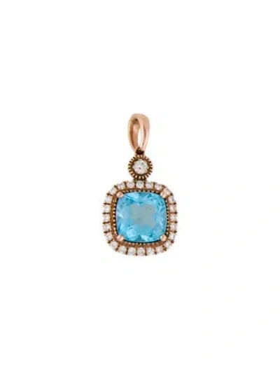 Pre-owned Pendant 14k Topaz & Diamond Halo  In Multi