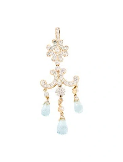 Pre-owned Pendant 14k Topaz & Diamond Ornate , 2" In Multi