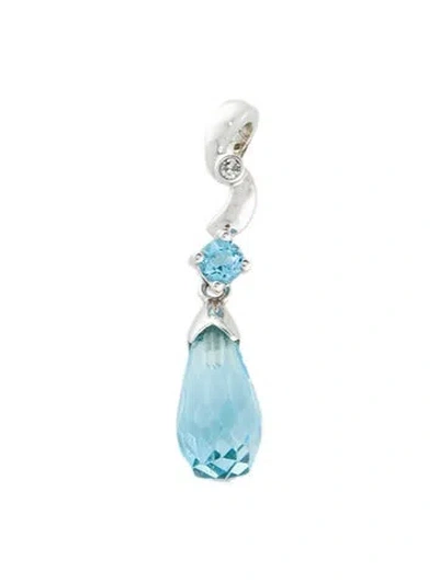 Pre-owned Pendant 14k Topaz & Diamond , 1" In Multi