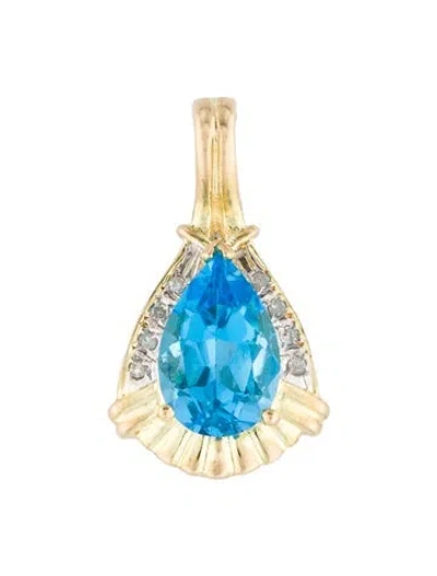 Pre-owned Pendant 14k Topaz & Diamond  In Multi