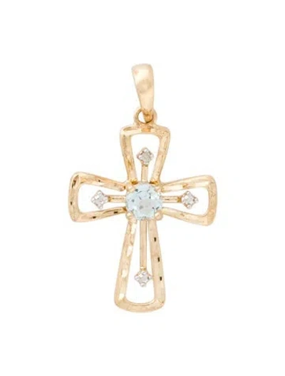 Pre-owned Pendant 14k Topaz & Diamond  In Multi