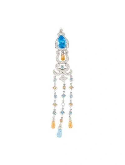 Pre-owned Pendant 14k Topaz, Citrine & Diamond Chandelier , 3.25" In Multi