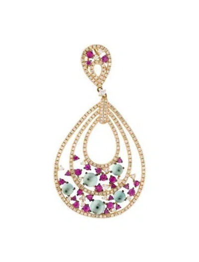 Pre-owned Pendant 14k Topaz, Ruby & Diamond  Necklace In Multi