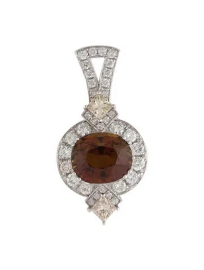 Pre-owned Pendant 14k Tourmaline & Diamond  In Multi