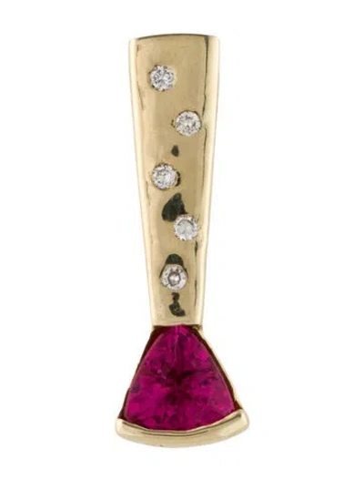 Pre-owned Pendant 14k Tourmaline & Diamond  In Multi