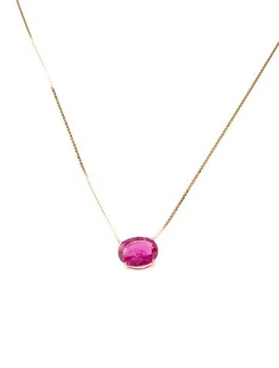 Pre-owned Pendant 14k Tourmaline  Necklace, 16.25" In Multi