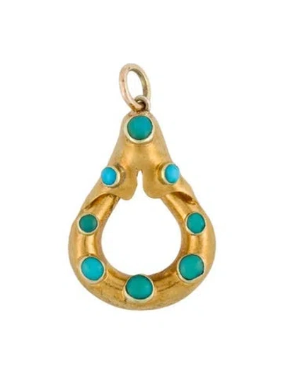 Pre-owned Pendant 14k Turquoise , 1.25" In Multi