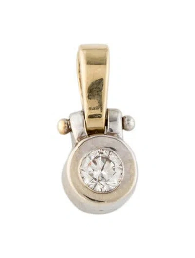 Pre-owned Pendant 14k Two Tone Diamond  In Multi
