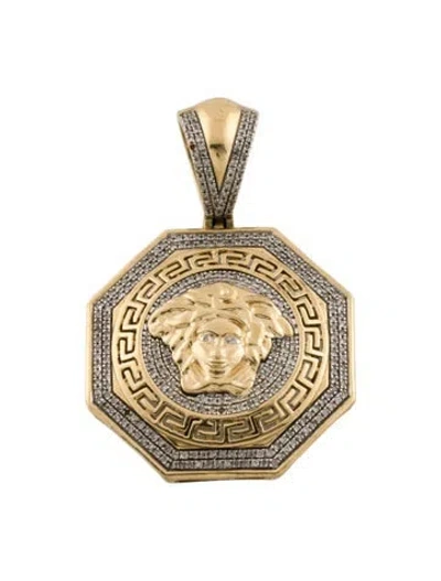 Pre-owned Pendant 14k Two-tone Diamond Medusa  In Multi