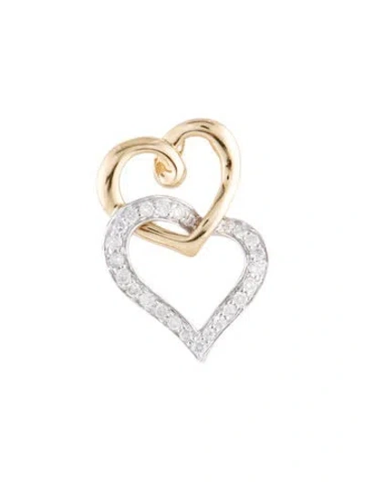 Pre-owned Pendant 14k Two-tone Double Heart  In Multi
