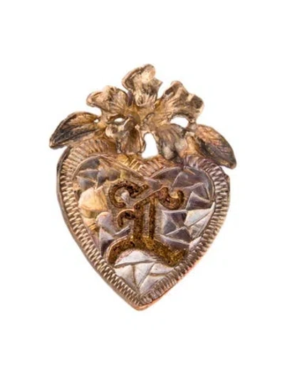 Pre-owned Pendant 14k Two-tone Heart , 0.75" In Multi