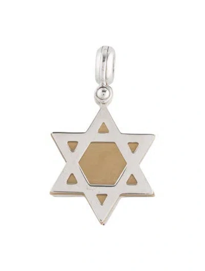 Pre-owned Pendant 14k Two-tone Star Of David Charm, 1.5" In Multi