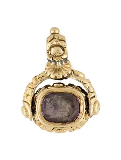 Pre-owned Pendant 15k Amethyst Spinning Reversible  In Multi