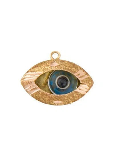 Pre-owned Pendant 15k Glass Evil Eye , 0.75" In Blue