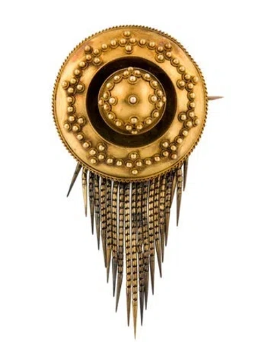 Pre-owned Pendant 15k Victorian Etruscan Revival Memorial Pin Brooch In Multi