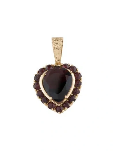 Pre-owned Pendant 18k 10.43ctw Garnet Heart  In Multi