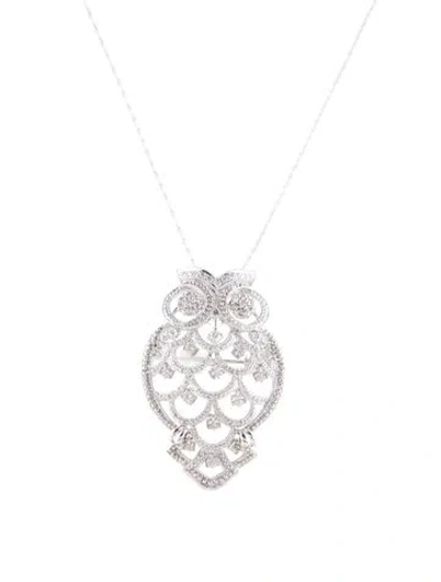 Pre-owned Pendant 18k 1.10ctw Diamond Owl Convertible Brooch  Necklace In Multi