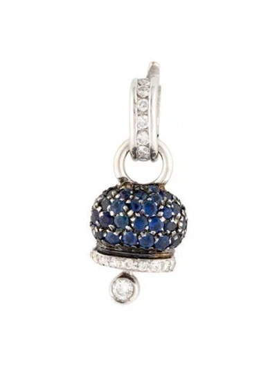 Pre-owned Pendant 18k 1.24ctw Sapphire & Diamond  W/ 14k Diamond Bail, 1" In Multi