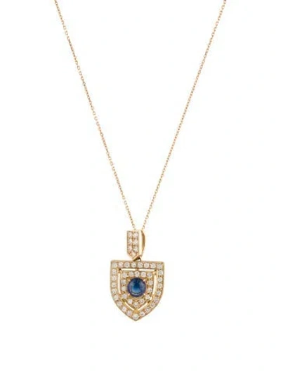 Pre-owned Pendant 18k 1.28ct Sapphire & Diamond  Necklace, 24" In Multi