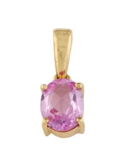 Pre-owned Pendant 18k 1.36ct Synthetic Sapphire  In Multi