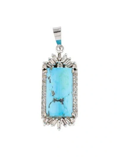 Pre-owned Pendant 18k 14.78ctw Turquoise & Diamond  In Multi