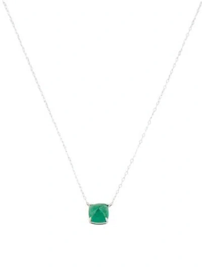 Pre-owned Pendant 18k 1.50ct Emerald Sugarloaf  Necklace, 17.75" In Multi