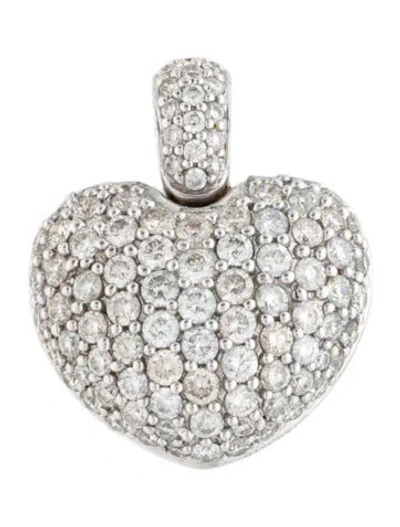 Pre-owned Pendant 18k 1.80ctw Diamond Heart , 1" In Multi