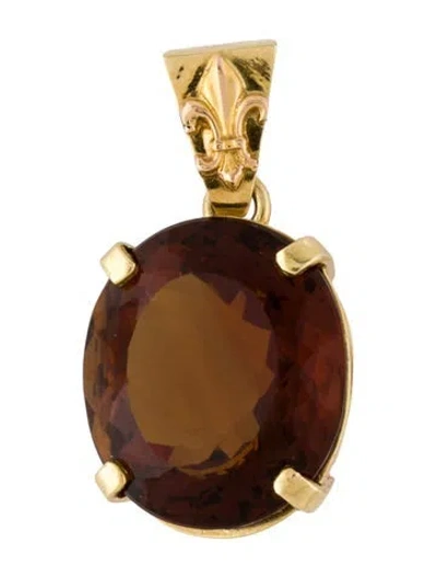 Pre-owned Pendant 18k 21.85ct Citrine , 1.25" In Multi