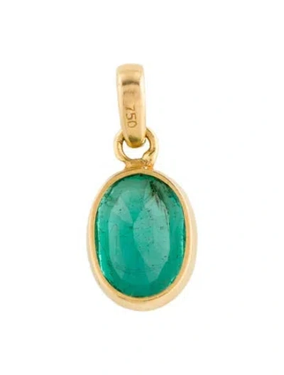 Pre-owned Pendant 18k 2.18ct Emerald  In Multi