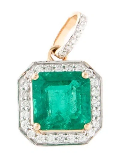 Pre-owned Pendant 18k 2.35ct Emerald & Diamond  In Multi