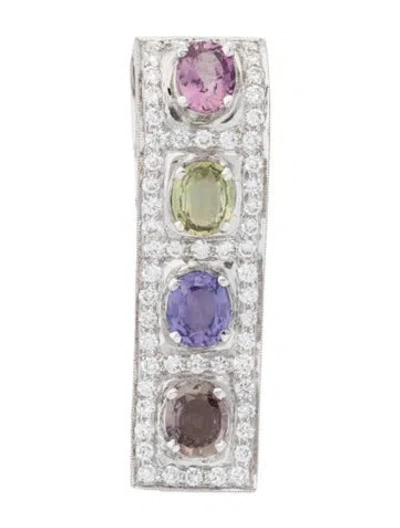 Pre-owned Pendant 18k 2.50ctw Sapphire & Diamond  In Multi