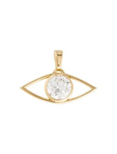 Pre-owned Pendant 18k 2.56ct Lab-grown Diamond Evil Eye , 0.75" In Multi