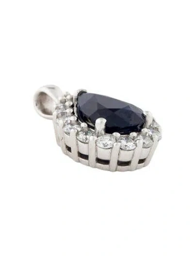 Pre-owned Pendant 18k 2.67ct Sapphire & Diamond  In Multi