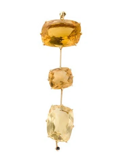 Pre-owned Pendant 18k 30.09ctw Citrine & Sapphire Enhancer , 2.75" In Multi