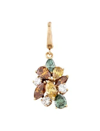 Pre-owned Pendant 18k 3.08ctw Multicolor Diamond Enhancer