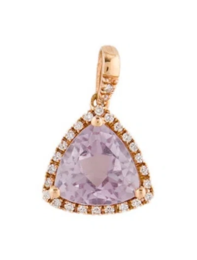 Pre-owned Pendant 18k 3.12ct Amethyst & Diamond  In Multi