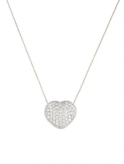 Pre-owned Pendant 18k 3.18ctw Diamond  Necklace, 16.5" In Multi