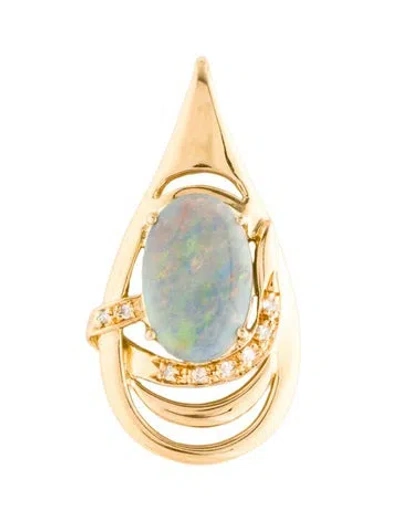 Pre-owned Pendant 18k 3.26ct Opal & Diamond Slide , 1.5" In Multi