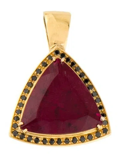 Pre-owned Pendant 18k 37.83ct Tourmaline & Diamond Halo In Multi