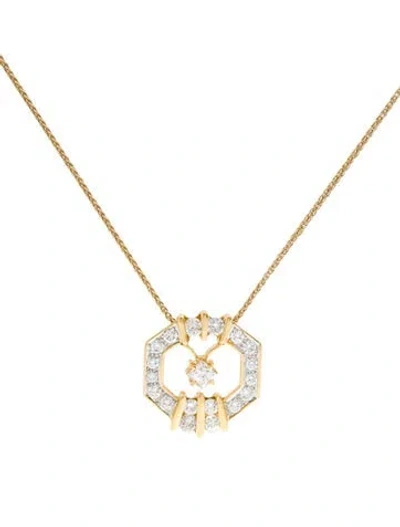 Pre-owned Pendant 18k 3.87ctw Diamond  Necklace, 17.5" In Multi