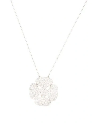 Pre-owned Pendant 18k 4.00ctw Diamond Clover  Necklace, 17" In Multi
