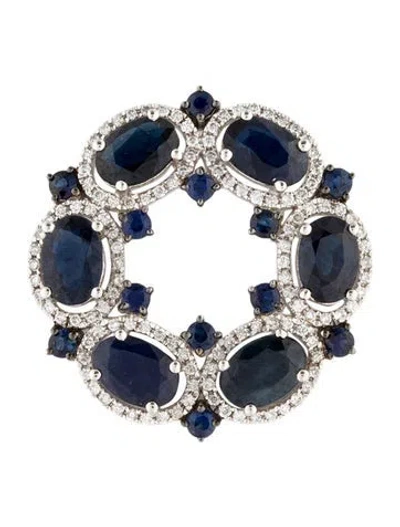 Pre-owned Pendant 18k 4.06ctw Sapphire & Diamond  In Multi