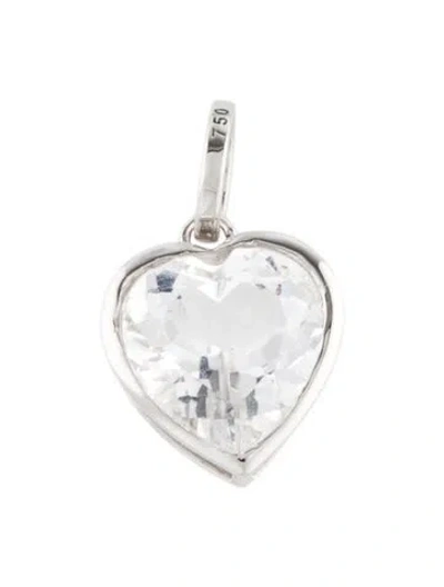 Pre-owned Pendant 18k 4.26ctw Topaz Heart  In Multi