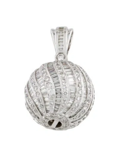 Pre-owned Pendant 18k 4.56ctw Diamond Ball  In Multi