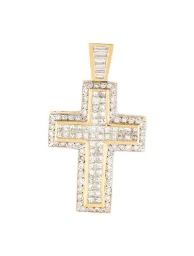 Pre-owned Pendant 18k 4.67ctw Diamond Cross  In Multi