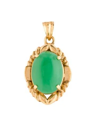 Pre-owned Pendant 18k 4.85ctw Chrysoprase , 1" In Multi