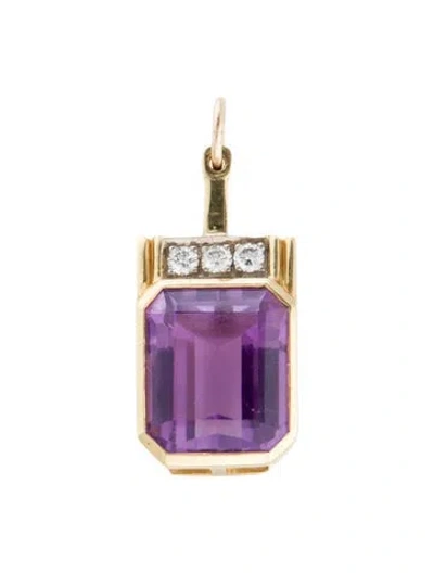 Pre-owned Pendant 18k 5.21ct Amethyst  In Multi
