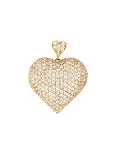 Pre-owned Pendant 18k 6.53ctw Diamond Pave Large Heart  In Multi